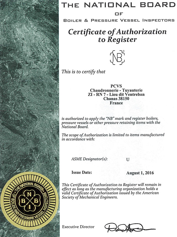 Certifications de PCVS Chaudronnerie Isère